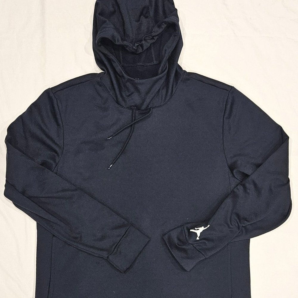 NIKE JORDAN JUMPMAN THERMA FIT DRI FIT HOODIE NAVY WHITE LARGE EUC